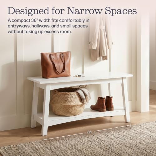 alaterre furniture craftsbury entryway bench with storage shelf showing dimensions