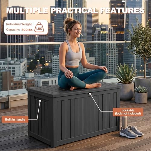 efu outdoor storage box 340 gallon deck box, package contents