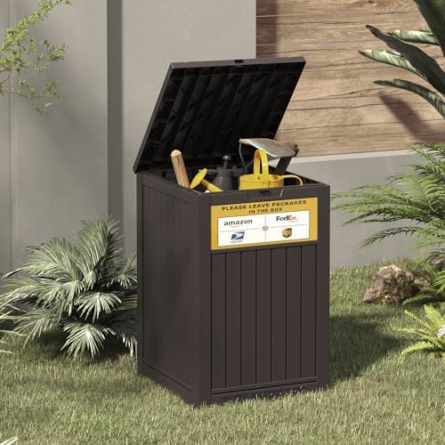 lhbgo package delivery box for outside with sign, front angle view