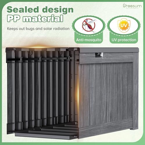 greesum outdoor storage box 120 gallon storage bin, close-up detail