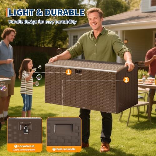 idealhouse 100 gal waterproof blow molded resin deck showing dimensions