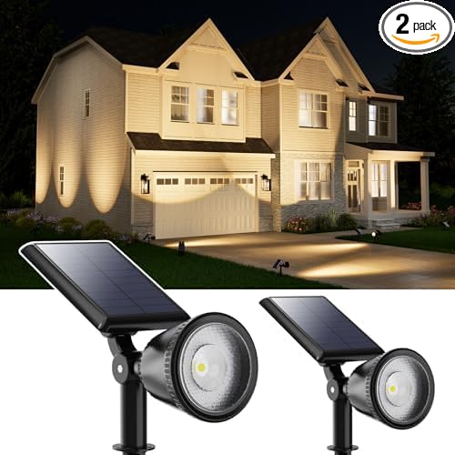 2 Pack Outdoor Solar Powered Spot Lights Waterproof Bright LED Spotlights by FALOVE