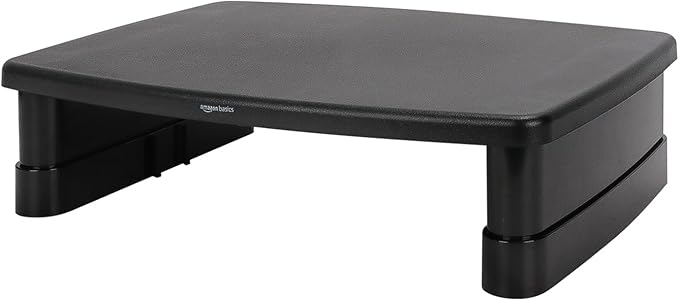 Amazon Basics Height Adjustable Rectangular Computer Monitor Riser Desk Stand by AmazonBasics