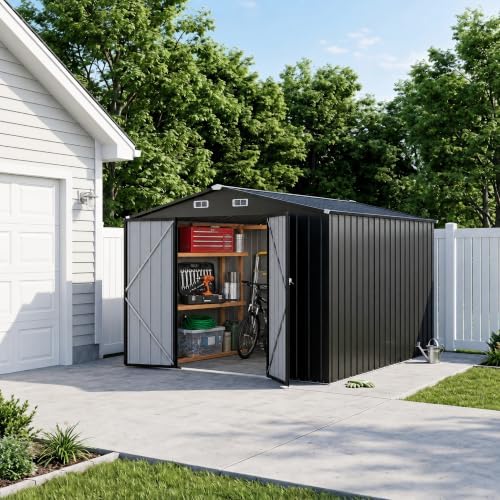lausaint home 10 x 12 ft outdoor storage, front angle view
