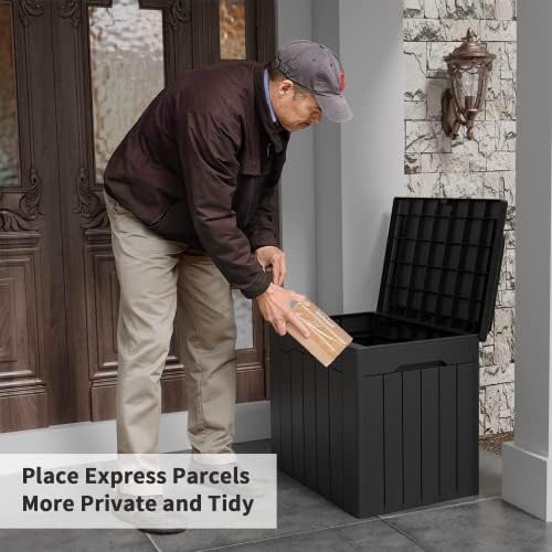 flamaker deck box 31 gallon waterproof resin small, front angle view