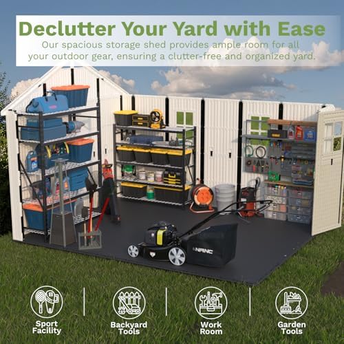 patiowell 10x12 ft resin outdoor storage shed with, package contents