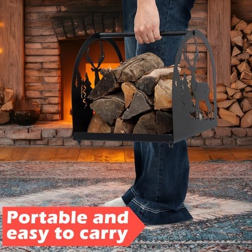 firewood carrier small firewood rack indoor with elk showing dimensions