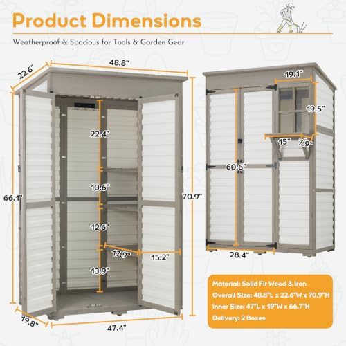 large outdoor storage cabinet, weatherproof garden shed with, side view