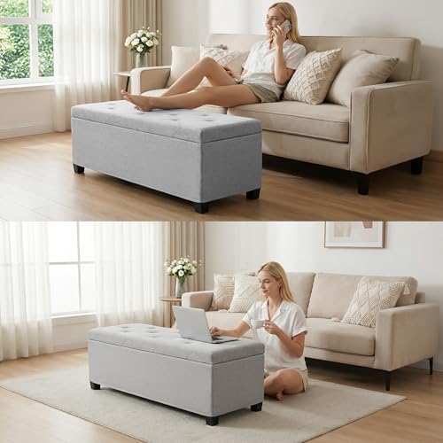 dumos storage ottoman bench, 43.3 inch end of on a desk or shelf