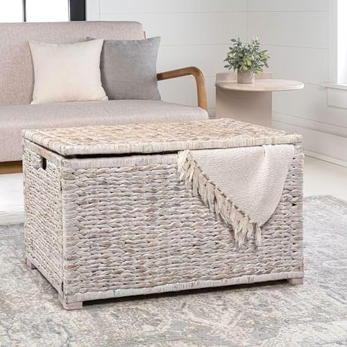 happimess anada 30" storage trunk wicker weave water shown in use
