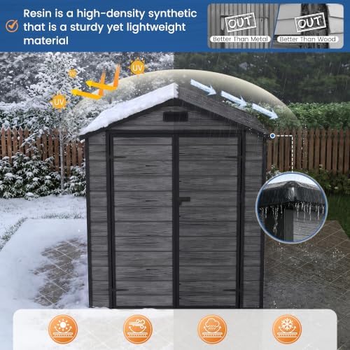 amopatio 6x4 ft outdoor storage shed with floor showing dimensions