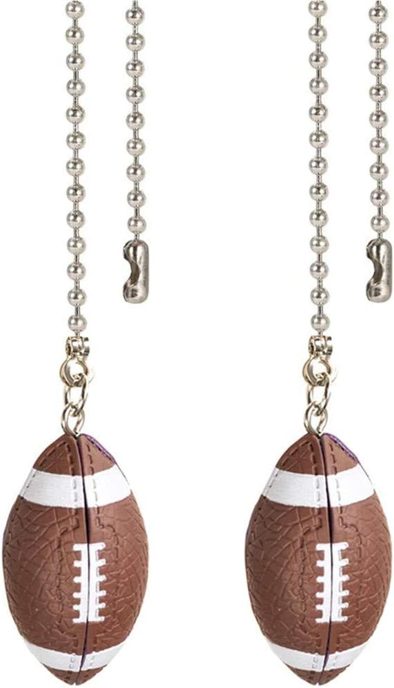 Rugby Ceiling Fan Pull Chain Decorative Extension Light Pull Chain Set,Sport Theme Fan String Charm Decorative Extension,Fan Light Chains Ornaments,Rugby Pendant for Ceiling Fans Lights Lamp 2PCS