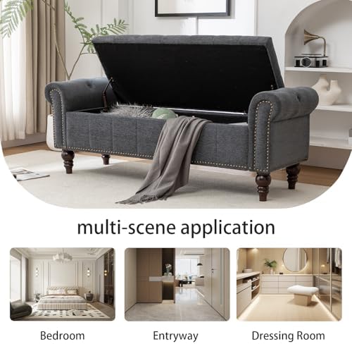 homeflex 58" storage bench for bedroom, end of, side view