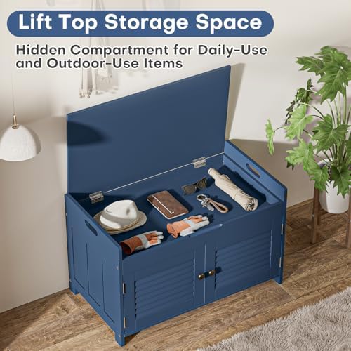warmhoniu shoe storage bench with 2 drawers storage, close-up detail