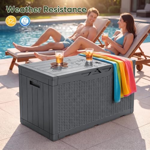 flamaker outdoor storage box 100 gallon waterproof resin, package contents