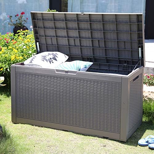 modern-depo 100 gallon deck box waterproof outdoor storage, side view