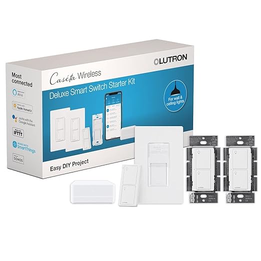 Lutron Caseta Deluxe Smart Light Switch Kit w/ Wall Plate and Smart Hub by Lutron