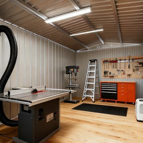 10x14 ft outdoor storage shed, durable metal outside, package contents