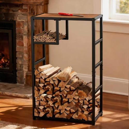 23x39in metal indoor firewood rack with kindling holder,ideal, main product view