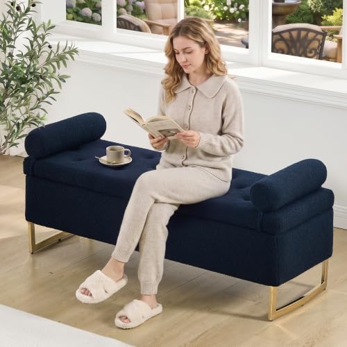 52" storage bench for bedroom upholstered end of shown in use