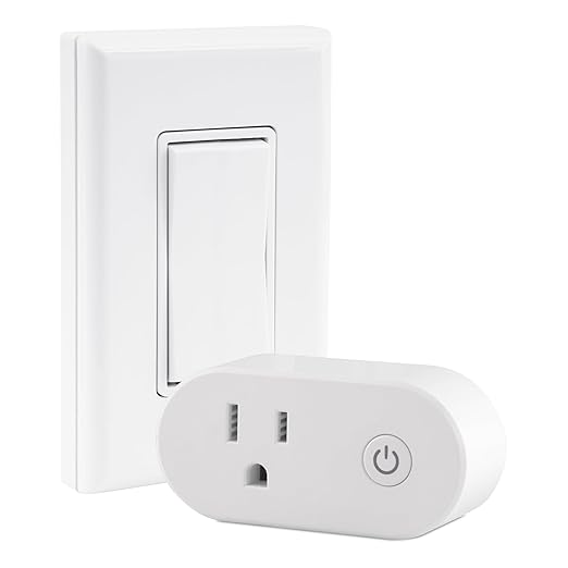 RunLessWire Wall Plug Bluetooth Battery-Free Wireless Light Switch Kit 30ft BLE by RunLessWire