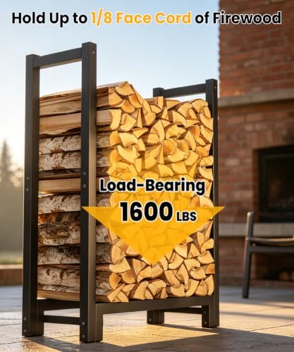2ft firewood rack outdoor indoor, upgraded heavy duty, close-up detail