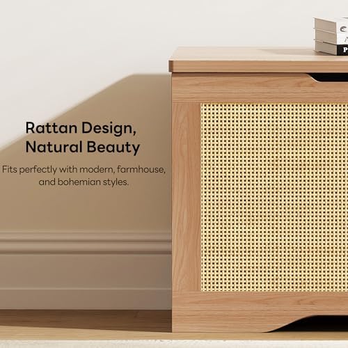 likimio 47.2" rattan storage ottoman bench chest, rustic, close-up detail