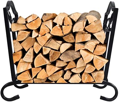 goflame firewood log rack foldable, indoor outdoor firewood, front angle view