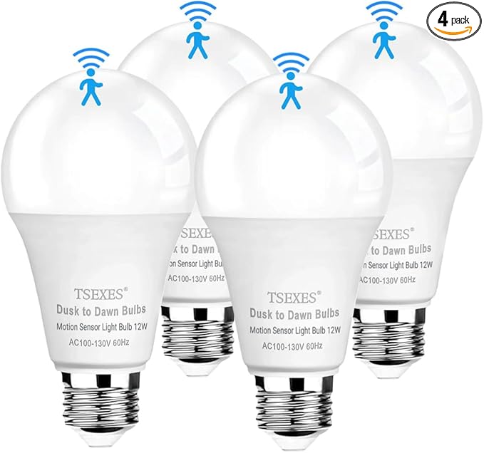 TSEXES Motion Sensor Light Bulbs, Motion Activated Dusk to Dawn Security LED by SuperBrightLEDCornLightBulb