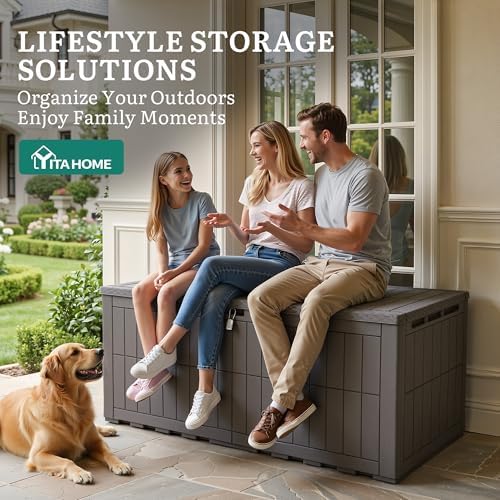 yitahome 200 gallon large outdoor storage box xl, front angle view