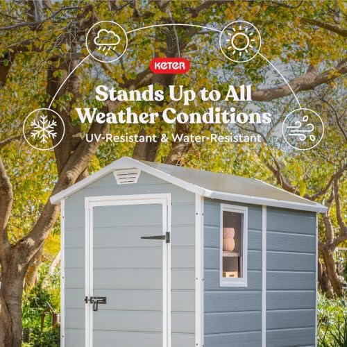 keter manor 4x6 resin outdoor storage shed kit-perfect showing dimensions