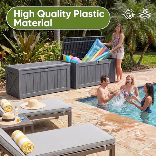 flamaker internal 120 gallon deck box waterproof, large, front angle view