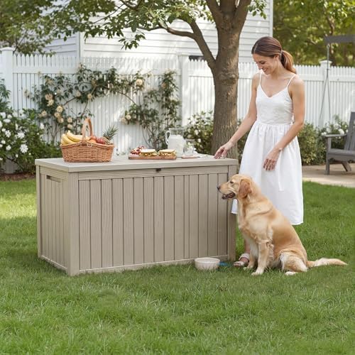 drato 325 gallon outdoor storage box waterproof large, side view