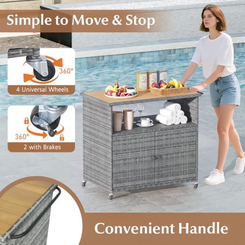 happygrill outdoor storage cabinet with wheels, pe rattan, package contents