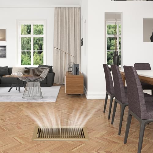 Floor Register 4x12, 2 Pack Brown Floor Vent Covers | Steel Adjustable Air Supply Grille Register Vent Cover Grill for Sidewall and Floor, Vent Covers for Home Floor