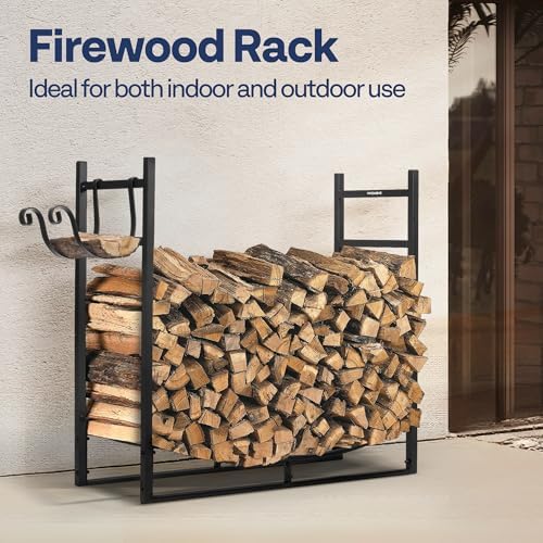 vivohome 3ft heavy duty indoor outdoor firewood storage shown in use