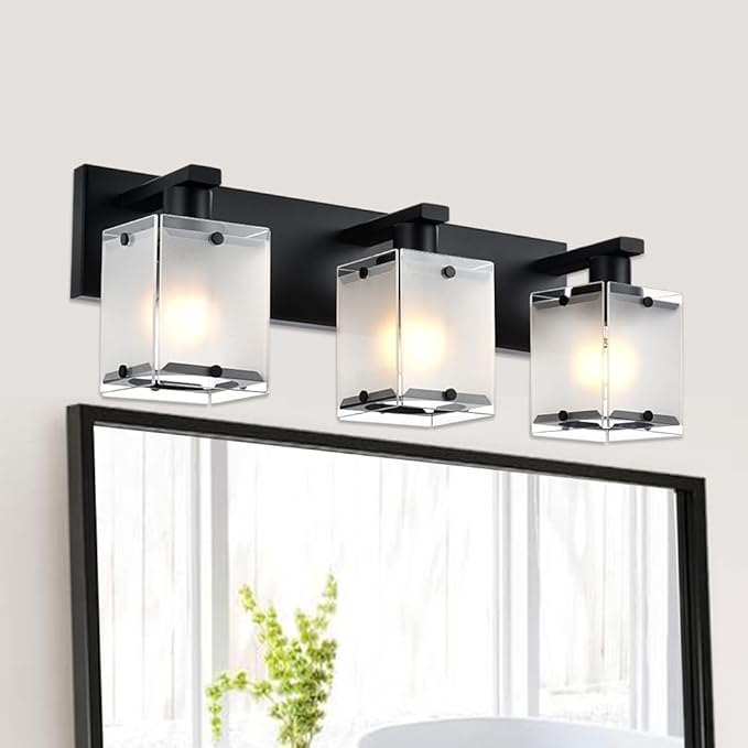 WINSHEN 3-Lights Bathroom Light Fixture Over Mirror, Modern Black Wall Sconce - Image 2