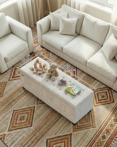 abheng velvet storage ottoman bench with legs,43.5”w x shown in use