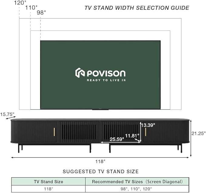 POVISON Sliding Tambour Door TV Stand - Image 3