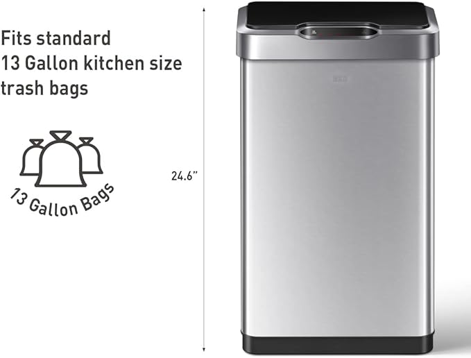 EKO Mirage-T 50 Liter / 13.2 Gallon Touchless Rectangular Motion Sensor Trash - Image 8