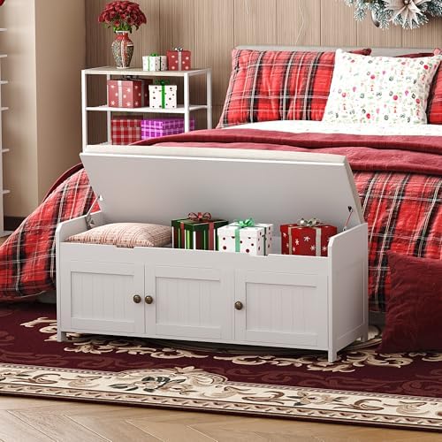 homefort 41.3" shoe bench with lift top storage, side view