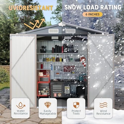 aoxun 8'x6' metal storage shed with floor &, package contents