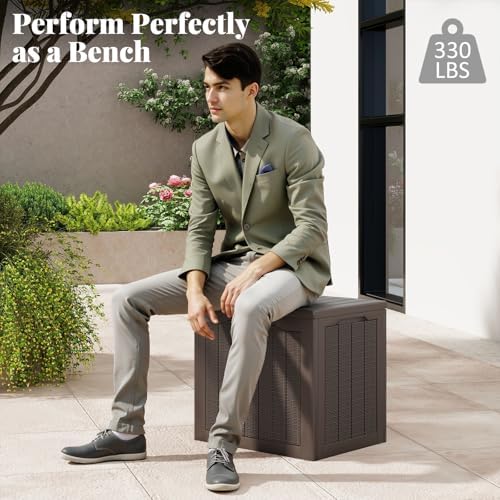 tangkula 30 gallon outdoor storage box with lockable on a desk or shelf