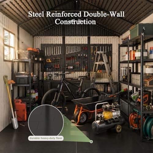 greesum 8x12 ft resin outdoor storage shed with, view 9