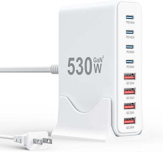 530W USB C Charger Block, 8-Port USB C Charging Station GaN IV Travel by SMSASOEO