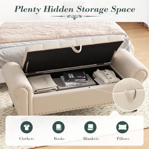 apicizon 51” bench with storage, faux leather ottoman, package contents