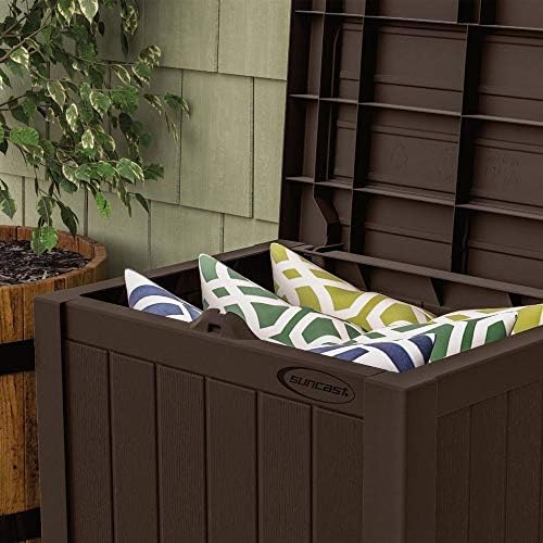 suncast 17 x 22 inch resin 22-gallon patio, front angle view