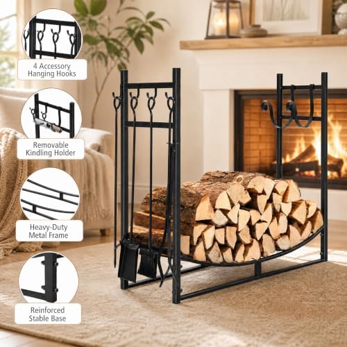goplus firewood rack indoor, 36” firewood holder with showing dimensions