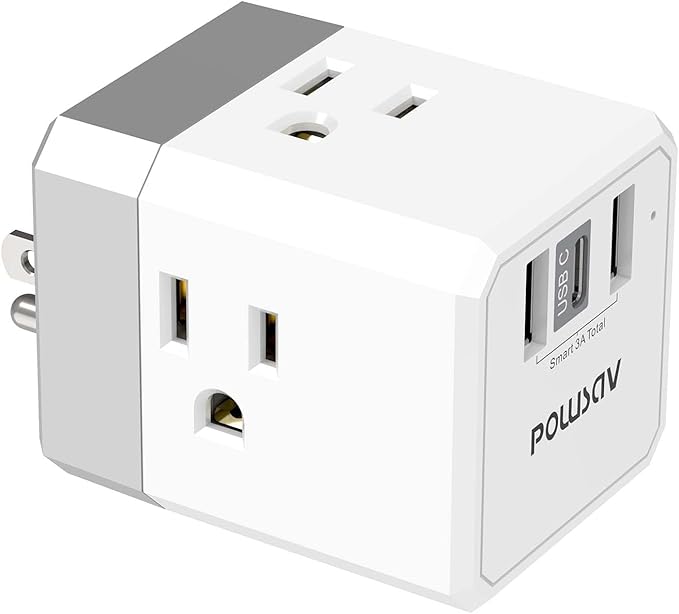 Cruise Ship Essentials, 3-Side Outlet Splitter by POWSAV