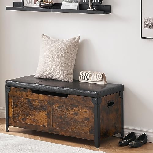 gaomon 39.4" storage chest, storage bench with safety shown in use